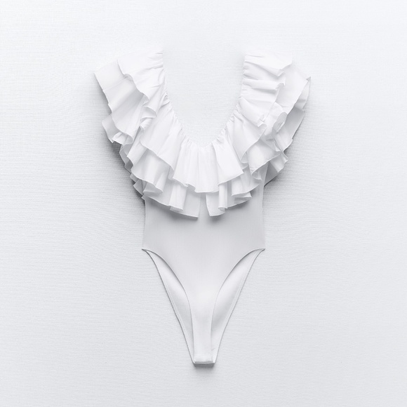 RURU様1枚白 Zara | Tops | Ruffled Rib Bodysuit Zara | Poshmark